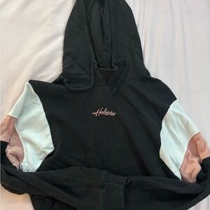 Hollister Black Hoodie with Pink and White Details